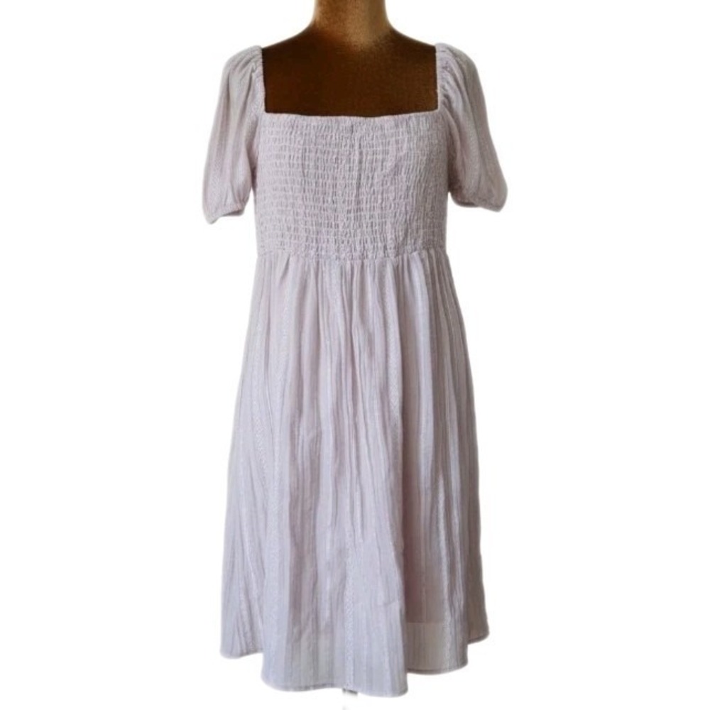Altar'd State Gia Smocked Mini Dress Sequin Puff Sleeve Grayish Purple Size XL - Picture 2 of 8